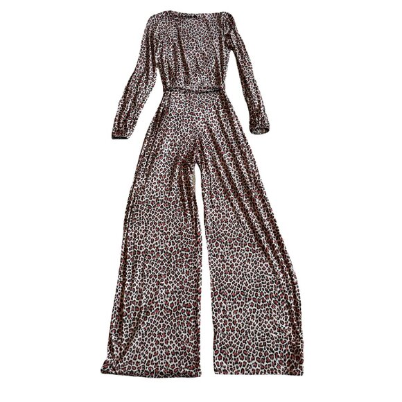 LTS Long Tall Sally Animal Print Long Sleeve Jumpsuit Stretch Comfy Size 6-8 - Picture 7 of 11